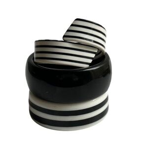 Three Vintage Lucite Cellulose Plastic Bangle Bracelets ca. 1970s-80s